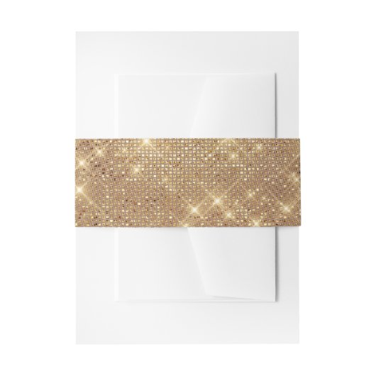 Glam Golden Sparkly Glittery Franse Tulle bruiloft Uitnodigingen Wikkel (Voorkant Voorbeeld)