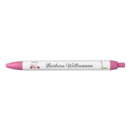 Glam Golf Gal Roze Winkelwagen Vlag Gepersonalisee Zwarte Inkt Pen
