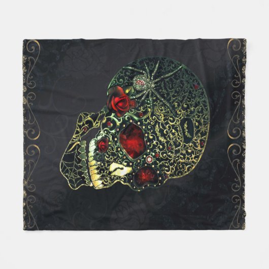 Glam Gothic Filigree Fleece Deken (Voorkant (Horizontaal))