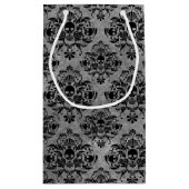 Glam Gothic Mini Skull Damask Pattern Black Grey Klein Cadeauzakje (Achterkant)