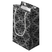 Glam Gothic Mini Skull Damask Pattern Black Grey Klein Cadeauzakje (Voorkant Gekanteld)