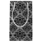 Glam Gothic Mini Skull Damask Pattern Black Grey Klein Cadeauzakje (Voorkant)