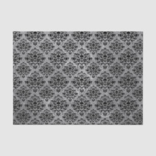 Glam Gothic Mini Skull Damask Pattern Black Grey Tissuepapier