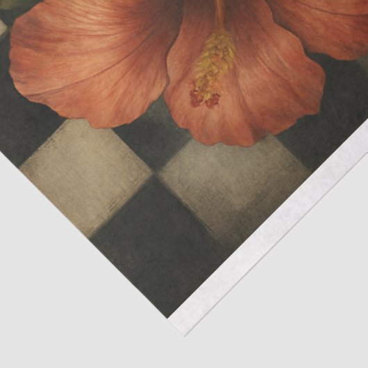 Glam Gothic Schedel met Hibiscusbloemen Tissuepapier (Detail)