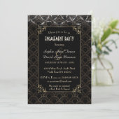Glam Goud Art Deco Fleur-de-lis Verlovingsfeest Kaart (Staand voorkant)