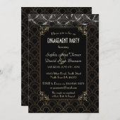 Glam Goud Art Deco Fleur-de-lis Verlovingsfeest Kaart (Voorkant / Achterkant)