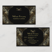 Glam Goud Art Deco Pauwen Professioneel Monogram Visitekaartje (Voorkant / Achterkant)