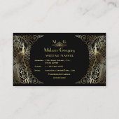 Glam Goud Art Deco Pauwen Professioneel Monogram Visitekaartje (Achterkant)