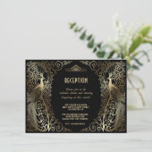 Glam Goud Art Deco Pauwen Senior Ontvangst Kaart (Staand voorkant)