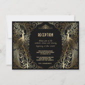 Glam Goud Art Deco Pauwen Senior Ontvangst Kaart (Voorkant)