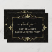Glam Goud Art Deco Vegas Meidenavond  Bedankkaart (Voorkant / Achterkant)