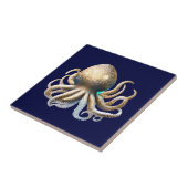 Glam goud blauwe octopi koppotige chique strand tegeltje (Zijkant)