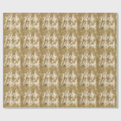 Glam Goud Bloem Glitter Prettig Kerstman Script Cadeaupapier (Vlak)