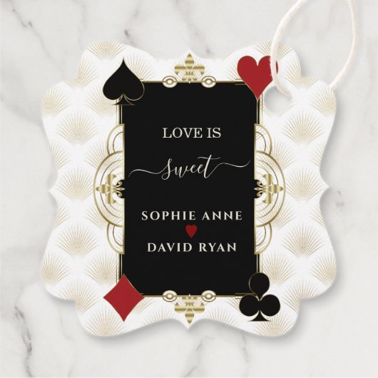 Glam Goud Casino Liefde is Zoete Bruiloft Bedankjes Labels (Achterkant)