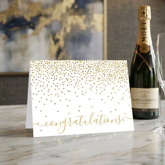 Glam Goud Confetti Script Felicitaties Kaart