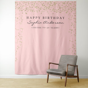 Glam Goud Confetti Verjaardag Achtergrond Elke Lee Wandkleed