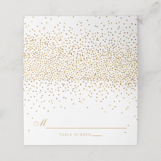  Glam Goud Confetti Wit Bruiloft Plaatskaartje (Buitenkant ongevouwen)
