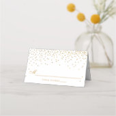  Glam Goud Confetti Wit Bruiloft Plaatskaartje (Voorkant)