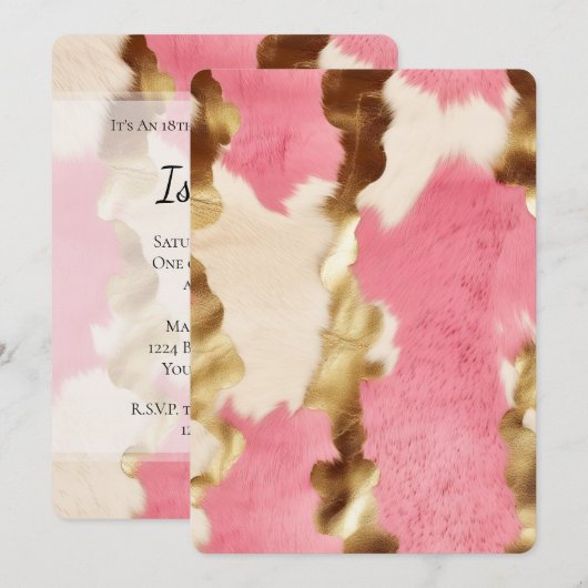 Glam Goud Crème Roze Cowgirl Koeienhuid Verjaardag Kaart (Voorkant / Achterkant)