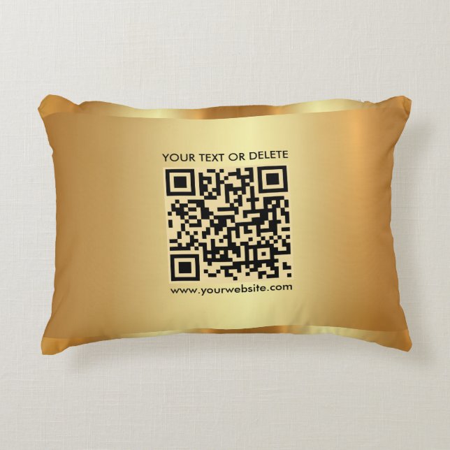 Glam Goud Elegante Sjabloon Aangepaste QR-code Tek Accent Kussen (Voorkant)