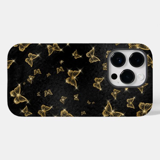 Glam goud- en zwarte vlinders Case-Mate iPhone case (Achterkant (horizontaal))