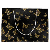 Glam goud- en zwarte vlinders groot cadeauzakje (Achterkant)