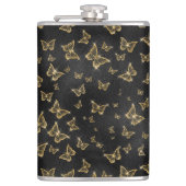 Glam goud- en zwarte vlinders heupfles (Voorkant)