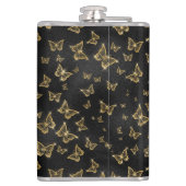 Glam goud- en zwarte vlinders heupfles (Achterkant)