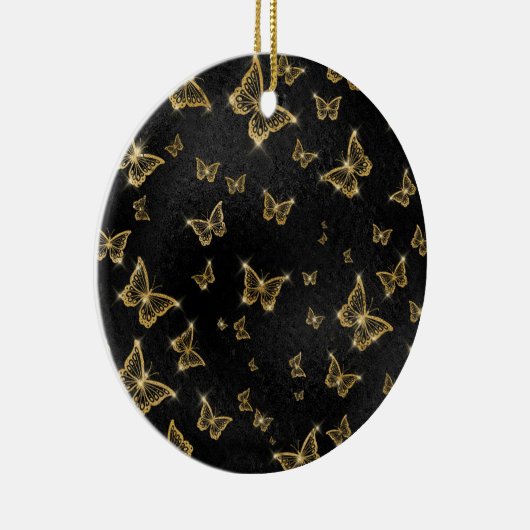 Glam goud- en zwarte vlinders keramisch ornament (Rechts)