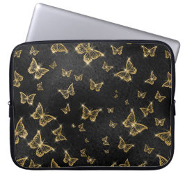 Glam goud- en zwarte vlinders laptop sleeve
