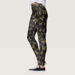 Glam goud- en zwarte vlinders leggings<br><div class="desc">Glam zwarte en gouden vlinders in een naadloos patroon. Moderne luxe vormgeving met witte sparkles.</div>