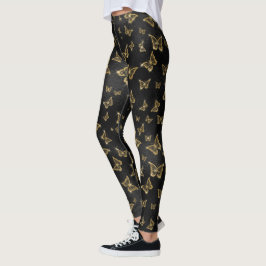 Glam goud- en zwarte vlinders leggings