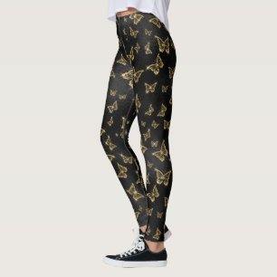 Glam goud- en zwarte vlinders leggings
