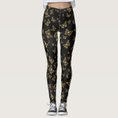 Glam goud- en zwarte vlinders leggings (Voorkant)