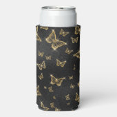 Glam goud- en zwarte vlinders seltzer blikjeskoeler (Seltzer Achterkant)