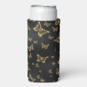 Glam goud- en zwarte vlinders seltzer blikjeskoeler (Seltzer Voorkant)