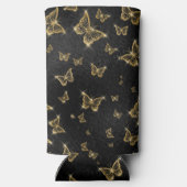 Glam goud- en zwarte vlinders seltzer blikjeskoeler (Achterkant)