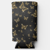 Glam goud- en zwarte vlinders seltzer blikjeskoeler (Voorkant)