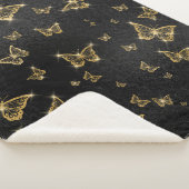 Glam goud- en zwarte vlinders sherpa deken (3/4)
