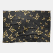 Glam goud- en zwarte vlinders theedoek (Horizontaal)