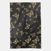 Glam goud- en zwarte vlinders theedoek (Verticaal)