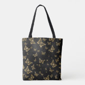 Glam goud- en zwarte vlinders tote bag (Achterkant)
