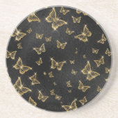 Glam goud- en zwarte vlinders zandsteen onderzetter (Voorkant)
