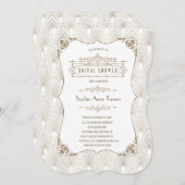 Glam Goud Fleur-de-lis Great Gatsby Bruiloftsfeest Kaart (Voorkant / Achterkant)