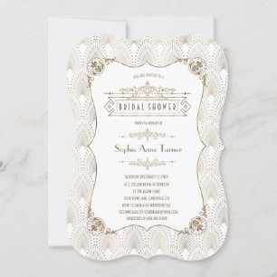 Glam Goud Fleur-de-lis Great Gatsby Bruiloftsfeest Kaart