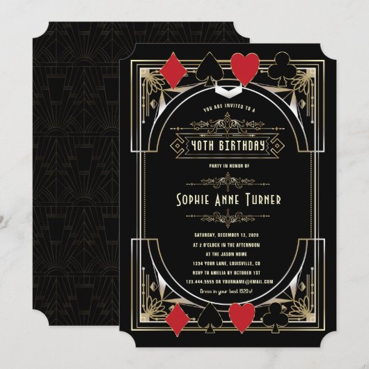 Glam Goud Gatsby Casino Nacht 50 Verjaardag Kaart (Voorkant / Achterkant)