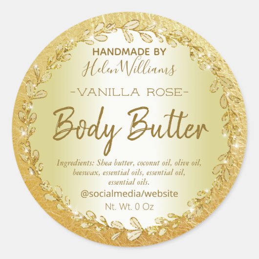 Glam Goud Gekreukelde Folie Body Butter Labels (Voorkant)