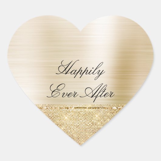 Glam Goud Glans Hart Sticker (Voorkant)