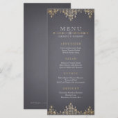 Glam goud glitter deco vintage bruiloft menu (Voorkant / Achterkant)