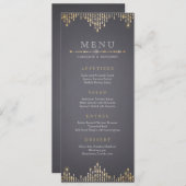 Glam goud glitter deco vintage bruiloft menu (Voorkant / Achterkant)